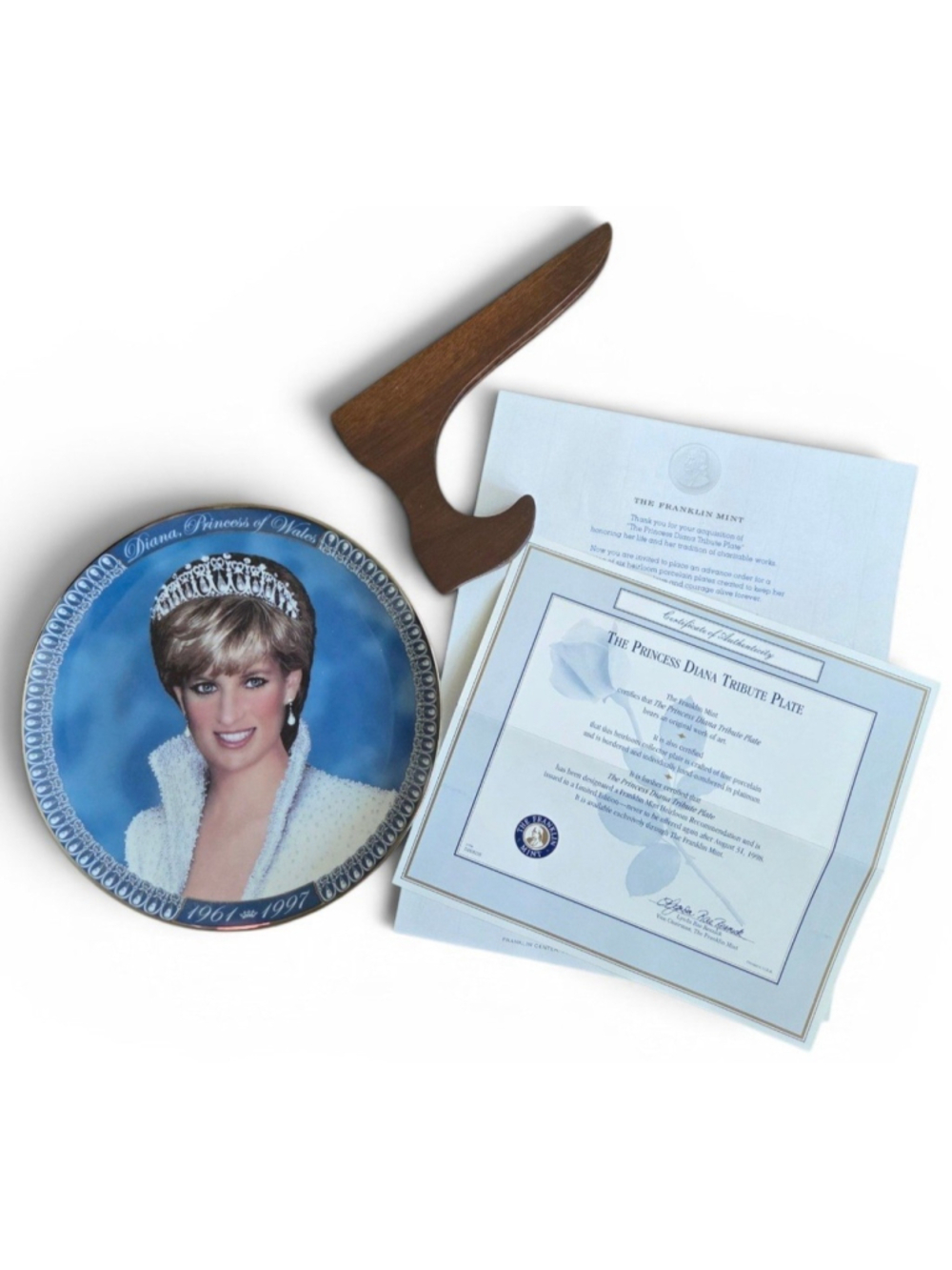 Franklin Mint Princess Diana Plate w/COA and Stand